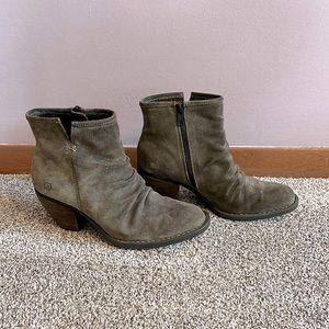 Born Green Suede Booties 7.5